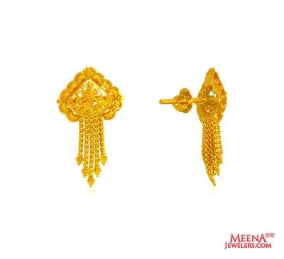 22K Gold Filigree Earrings  ( 22 Kt Gold Tops )