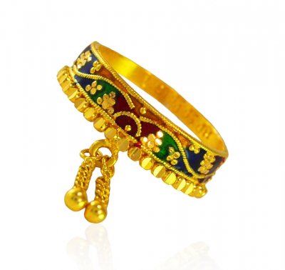 22K Gold Meenakari Ring ( Ladies Gold Ring )