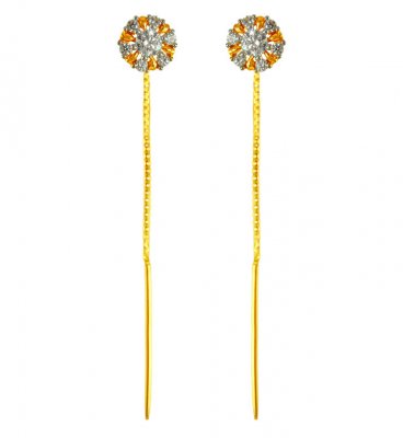 22Kt Gold Sui Dhaga Earrings ( Long Earrings )