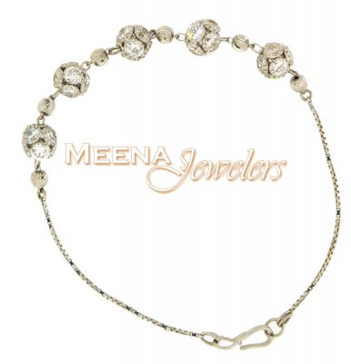 18k White Gold CZ Balls Bracelet ( Ladies Bracelets )