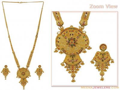 22K Gold Patta set with antique finish - StBr6586 - 22K Gold Long Patta ...