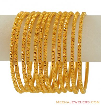 Filigree 22k Gold Bangles ( Set of Bangles )