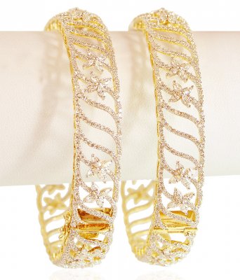 Diamond 18K Gold Bangle 2Pc ( Diamond Bangles )