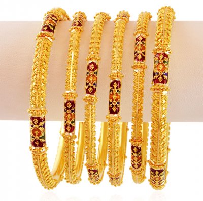 22K Meenakari Kadas Only (2 Pc)  ( Gold Bangles )