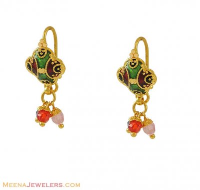 22k Hanging Meenakari Earrings ( 22Kt Gold Fancy Earrings )