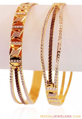 22K Two Tone Fancy Bangles  ( Two Tone Bangles )