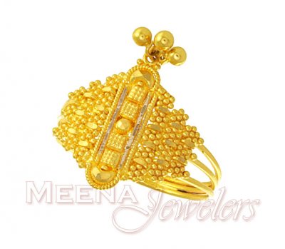 22Kt Gold Filigree Work Ring ( Ladies Gold Ring )