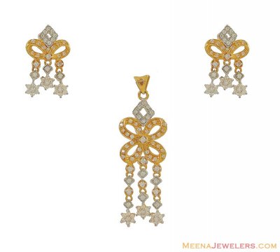 Two Tone Signity Pendant Set ( Fancy Pendant Set )