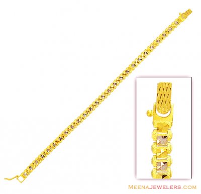 22K Two Tone Mens Bracelet ( Men`s Bracelets )