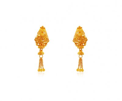Indian Design 22K Earrings - ErGt18140 - 22K Gold filigree earrings ...