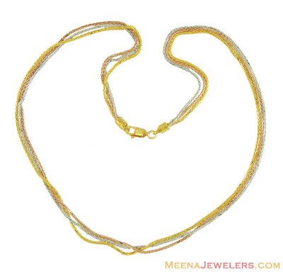 22k Gold Three Tone Chain ( Plain Gold Chains )