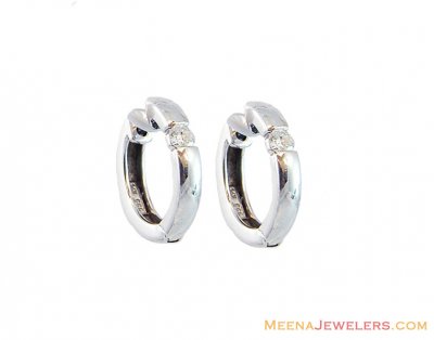 18K White Gold Solid Hoop Earrings  ( Hoop Earrings )