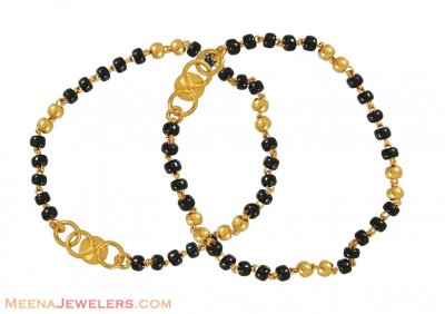 22k Black Beads Baby Bracelet ( Black Bead Bracelets )