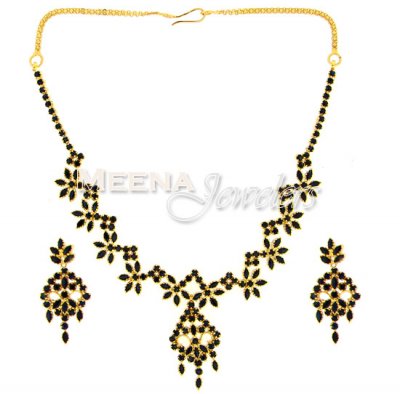 22 Kt Gold Sapphire Set ( Combination Necklace Set )