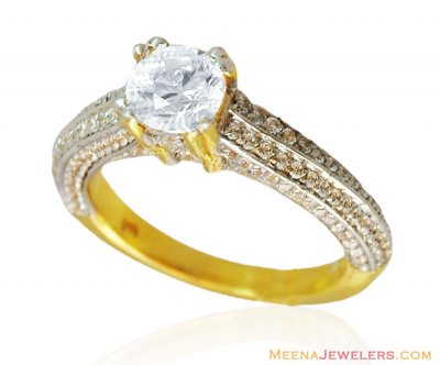 22k Solitaire Ring in Two Tone ( Ladies Signity Rings )