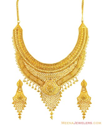 22K Filigree Bridal Necklace Set  ( Bridal Necklace Sets )