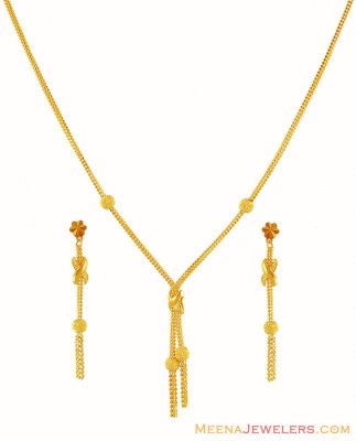 22k Gold Ball Necklace Set ( Light Sets )