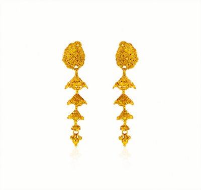 22k Gold  Layered Earrings  ( 22Kt Gold Fancy Earrings )