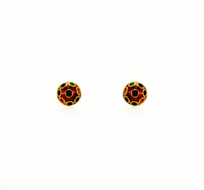 22 kt Gold Meenakari Earrings ( 22 Kt Gold Tops )