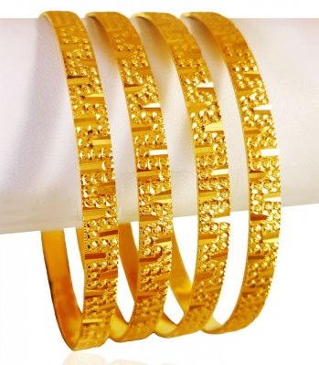 22KT Gold Machine Bangles (4 Pc) ( Set of Bangles )