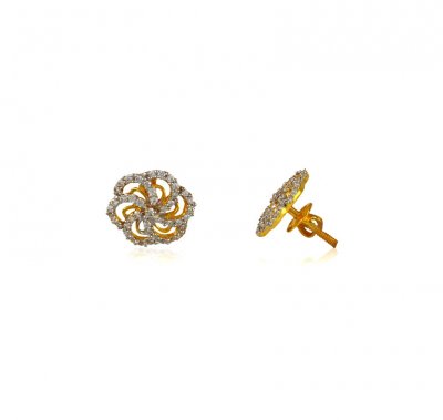 22 Karat Fancy Gold Tops with CZ  ( Signity Earrings )