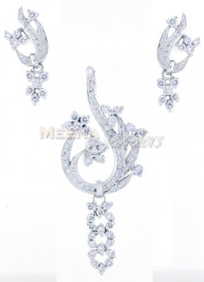 Diamond Pendant Set (White Gold) ( Diamond Pendant Sets )