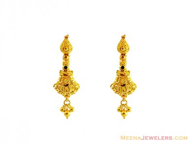 22K Fancy Yellow Gold Earrings  ( 22Kt Gold Fancy Earrings )