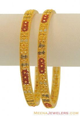 Multicolor Bangles(22k)(2 pcs) ( Gold Bangles )