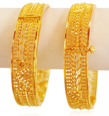 22K Filigree Kada 2 PCs - BaKa18805 - 22K Gold Kada (2 PCs). Kadas are ...