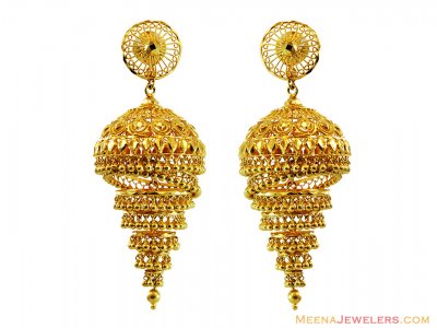 21K Designer Chandelier Earrings  ( 22Kt Gold Fancy Earrings )