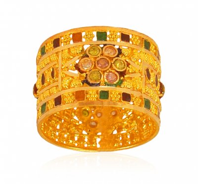 22 Karat Gold Meenakari Ring  ( Ladies Gold Ring )