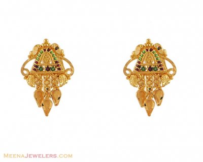 Earring With Enamel Paint ( 22Kt Gold Fancy Earrings )