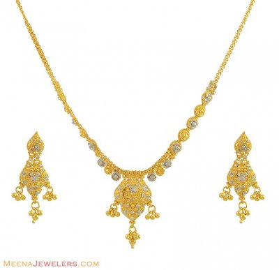 22k Gold Two Tone Necklace Set ( Light Sets )