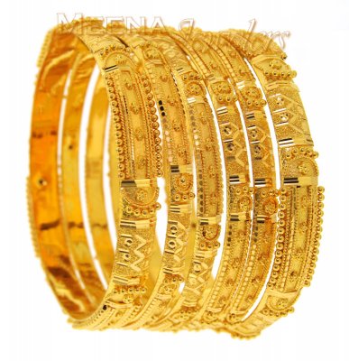 22Kt Gold Handmade Bangles ( Set of Bangles )