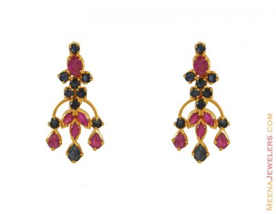 Combination Gold Earring ( Precious Stone Earrings )