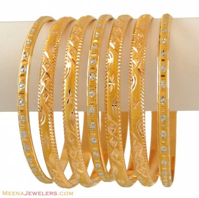 Gold Two Tone Bangles Set ( Set of Bangles )