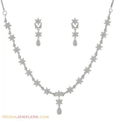 Fancy White Gold Necklace Set ( White Gold Sets )