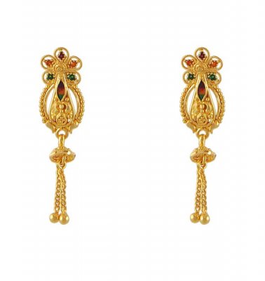 Fancy Gold Earrings with meenaKari - ErFc4455 - 22Kt Gold Fancy earring ...