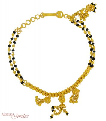 22k gold Ladies Bracelet with Black beads ( Ladies Bracelets )