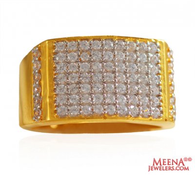 22K Mens CZ Stones Ring ( Mens Signity Rings )