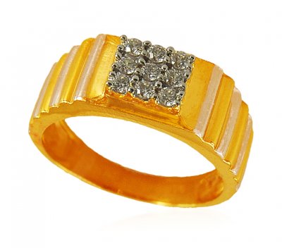 22k Designer Mens Two Tone  Ring ( Mens Signity Rings )