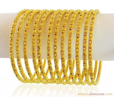 22K Yellow Gold Bangles Set  ( Set of Bangles )