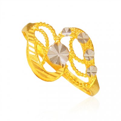 22K Gold Two Tone Ladies Ring  ( Ladies Gold Ring )