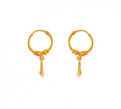 22k Gold Bali Earrings ( Hoop Earrings )