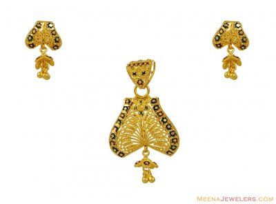 Indian Meenakari Pendant Set ( Gold Pendant Sets )