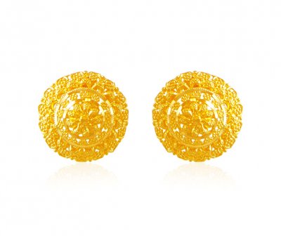 Gold Circle Earrings ( 22 Kt Gold Tops )