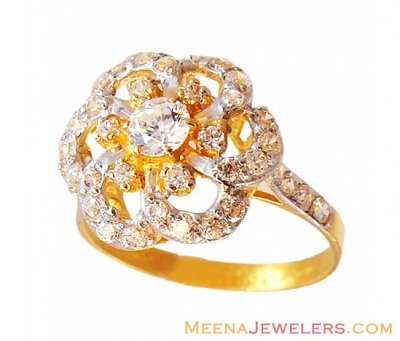 22K Fancy Flower Signity Ring  ( Ladies Signity Rings )