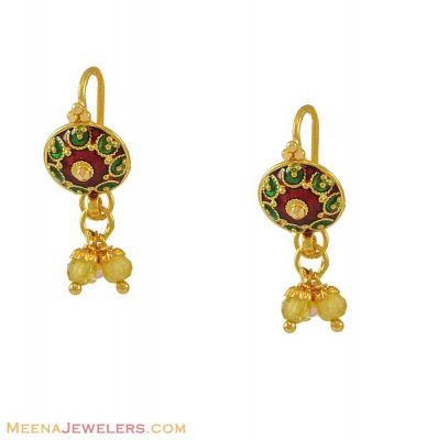 Earring With Hanging Beads ( 22Kt Gold Fancy Earrings )