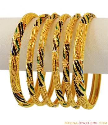 4 middle Meenakari  bangles only ( Set of Bangles )