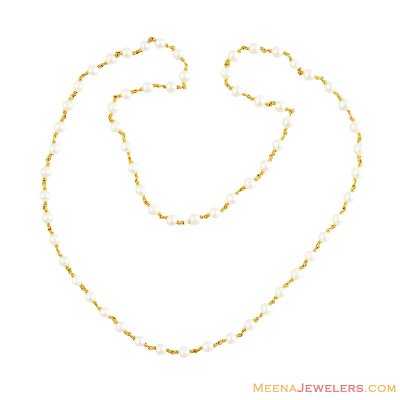 22K Gold Pearls Chain ( 22Kt Gold Fancy Chains )